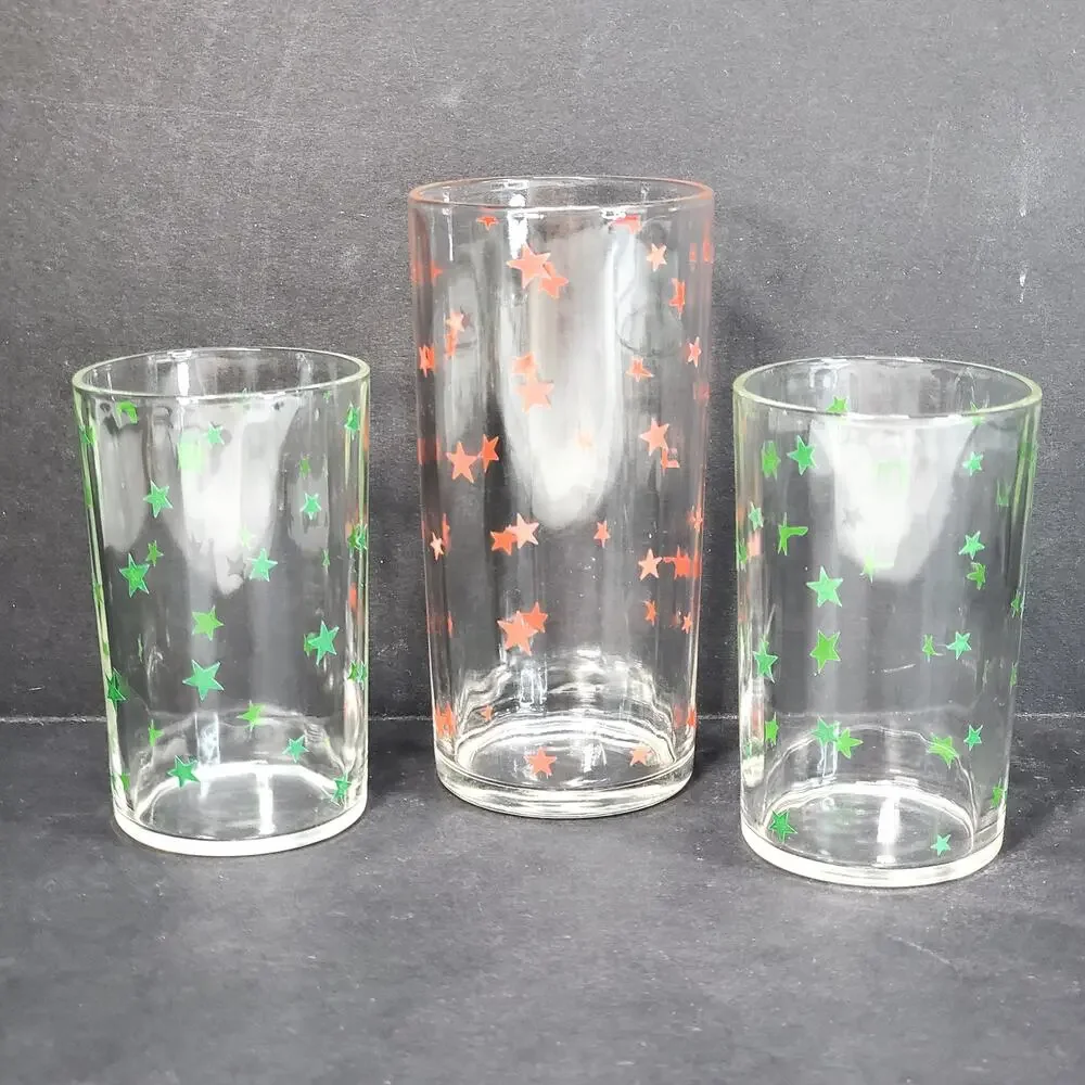 Vtg Kraft Foods Swanky Swigs Stars Optic Glass Juice Tumbler MCM Tableware